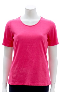 Micha T-shirt dame i mørk pink med silkebånd v. halsen
